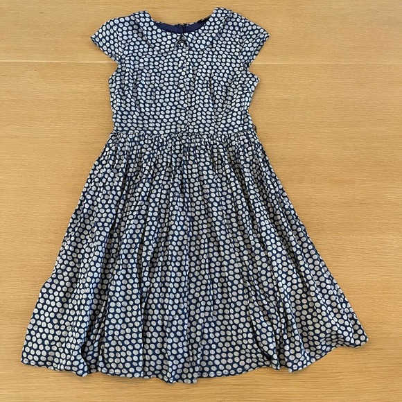 eshakti Dresses & Skirts - Women's eShakti Size M 10 Polka Dot Blue Short Sleeve Rayon Cotton Dress Lined